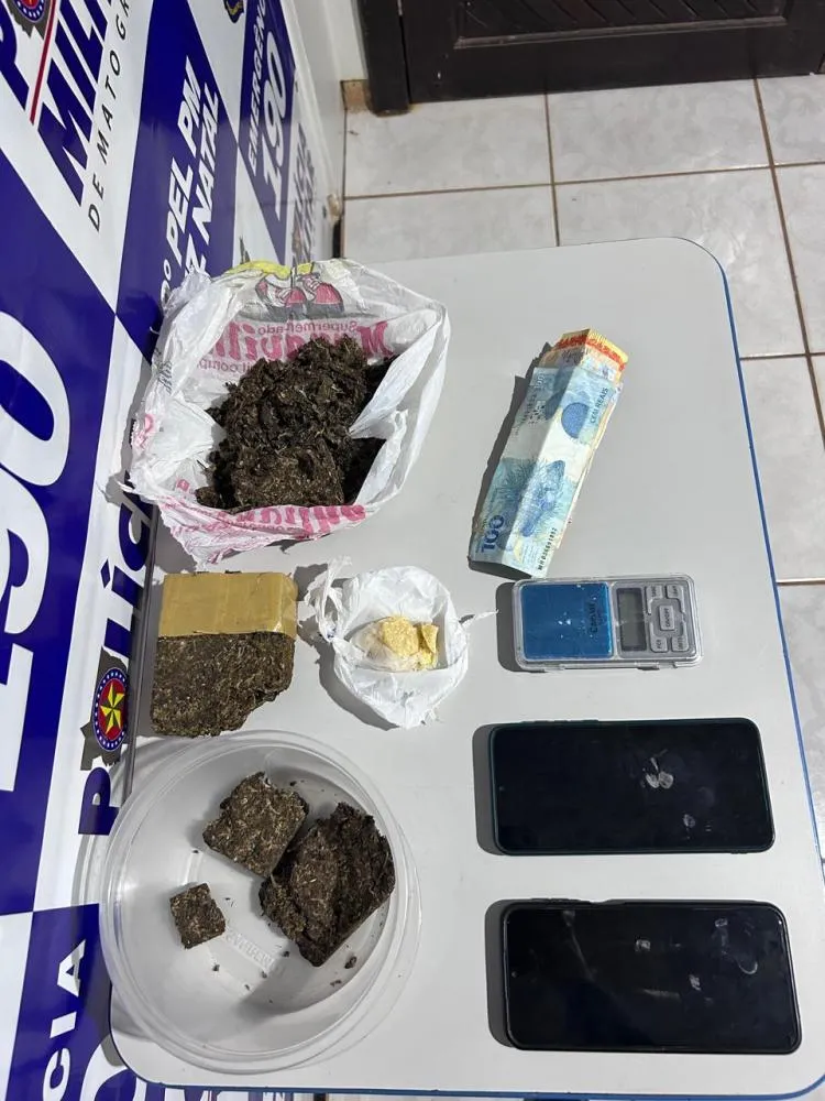 PM prende suspeitos por tráfico de drogas em Feliz Natal - MT 